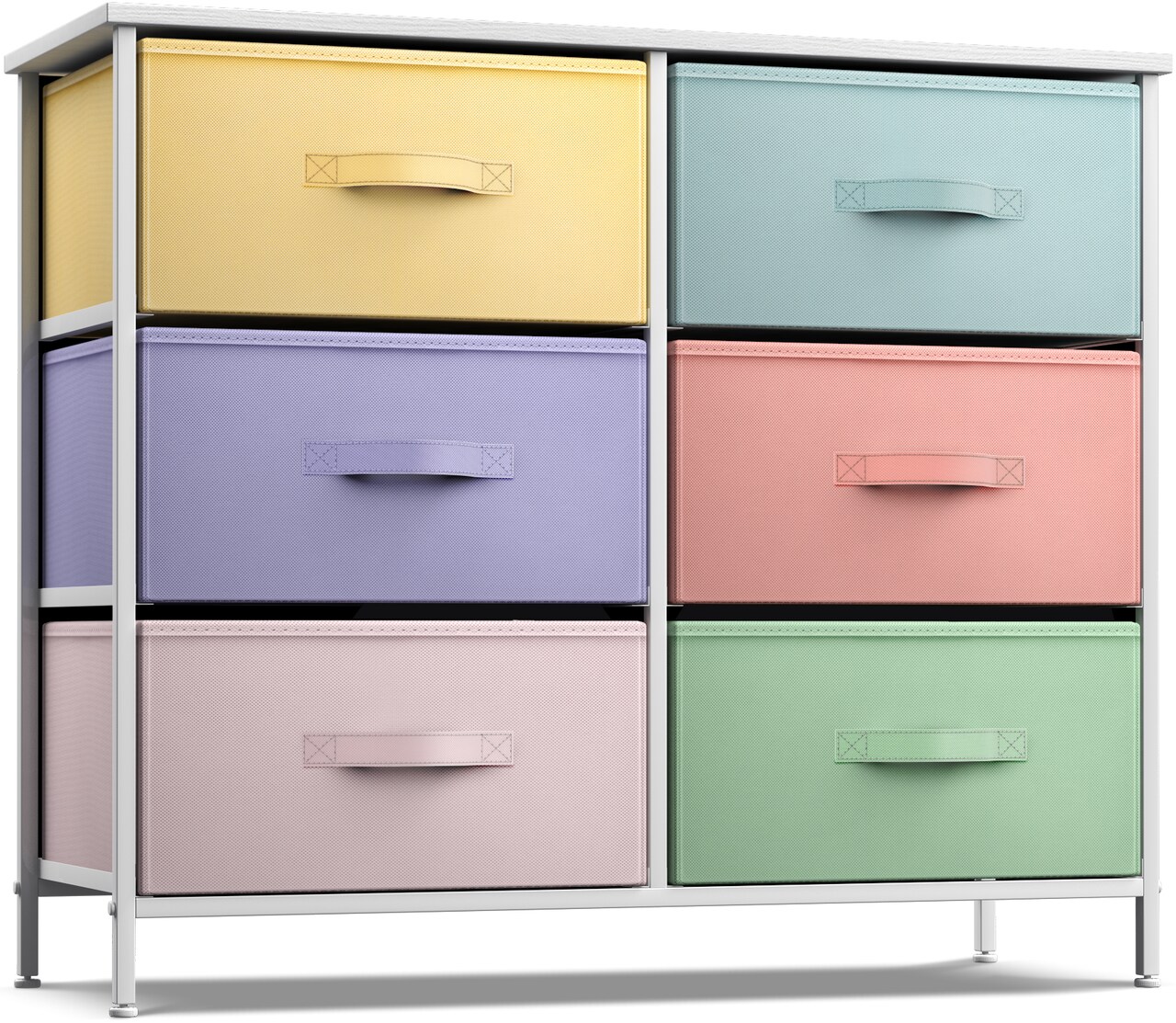Sorbus 6 Drawers Dresser- Storage Unit with Steel Frame, Wood Top, Fabric Bins - for Bedroom, Closet, Office and more